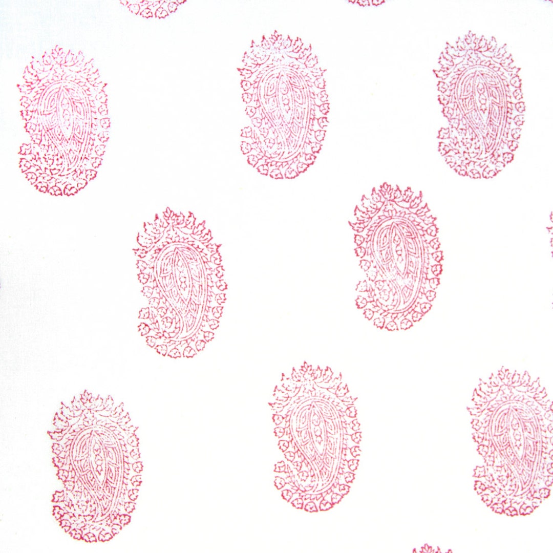 COTTON FABRIC DESIGN 8 - Raspberry Red Paisley Design - Etsy
