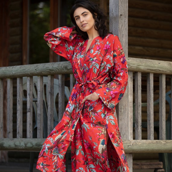 Ladies Womens Bright Multi Floral Summer Robe Dressing Gown - SIZE 8 | eBay
