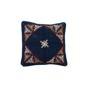 Embroidered Cushion Cover - 30cm x 30cm - Olive Green and Off White embroidery