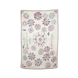 VINTAGE TEXTILE - Vintage Kantha mit zentralem Mandala und gesticktem Rand
