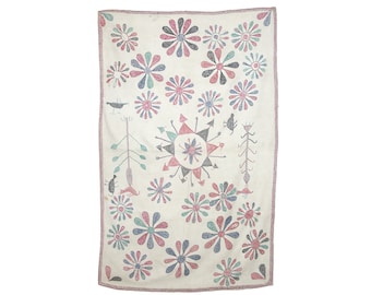 VINTAGE TEXTILE - Vintage Kantha with Central Mandala and Embroidered border