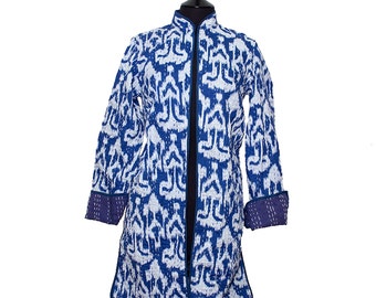 Giacca IKAT: blu reale e bianco