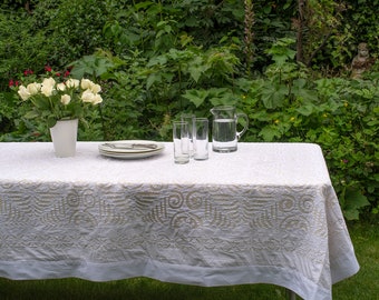 White Applique Tablecloth - Design 8