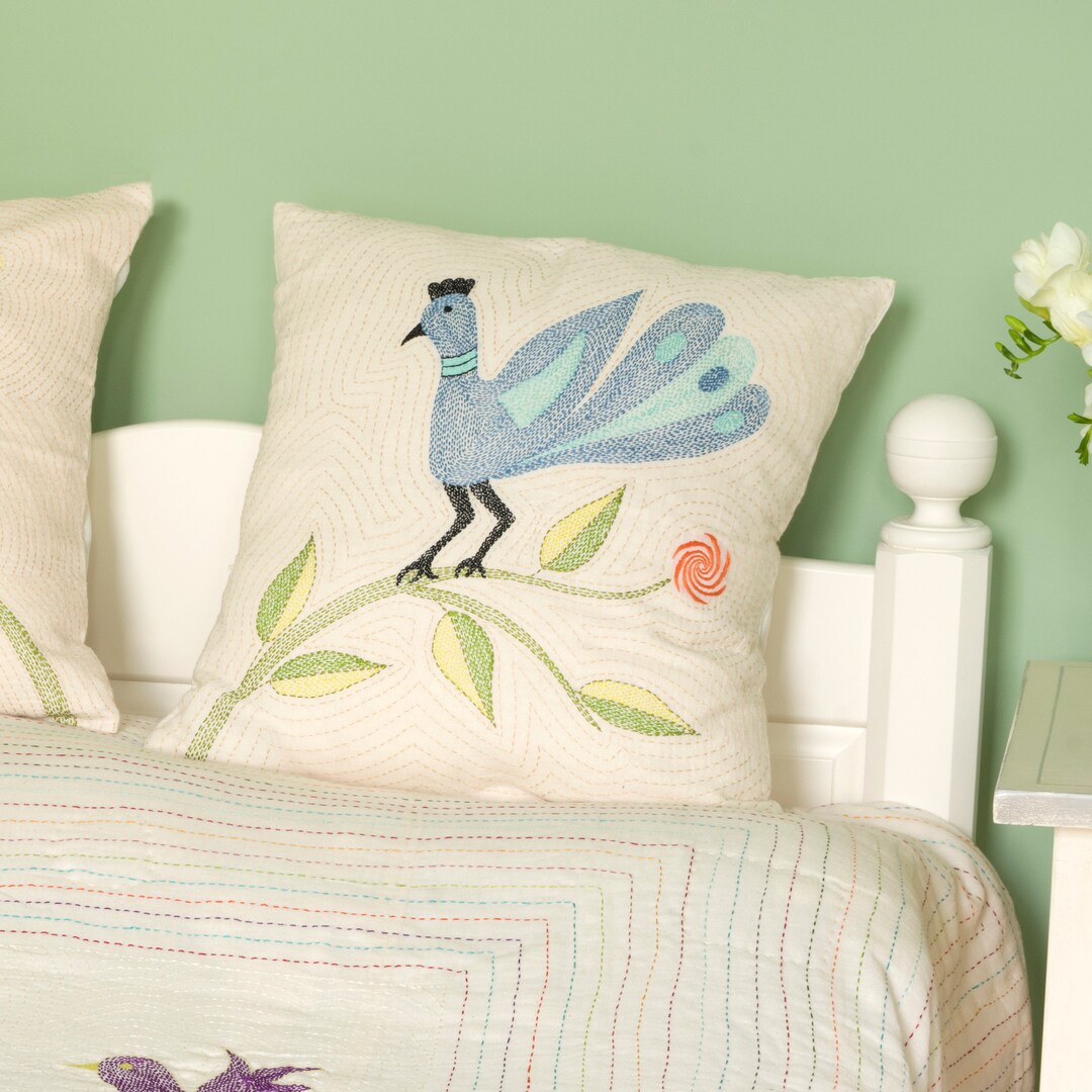 Embroidered Bengali CUSHION COVER Turquoise and Aquamarine Etsy