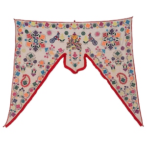 VINTAGE TEXTILE - Ganesh Toran - Vintage Ganesh Door Hanging with Red Trim