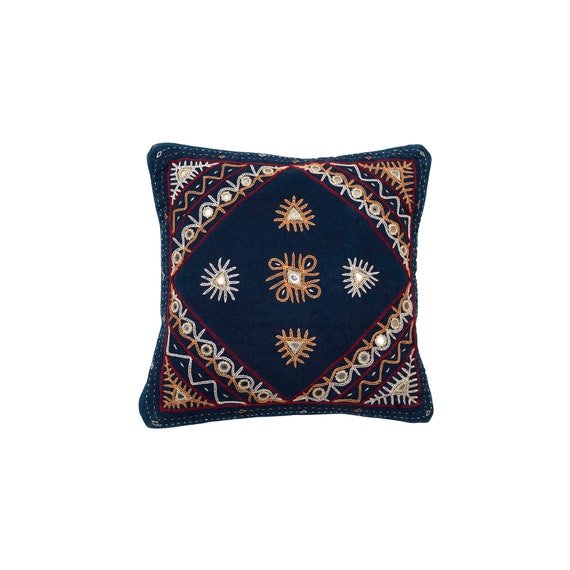 Embroidered Cushion Cover 30cm X 30cm Burgundy Ochre and off White Embroidery Etsy UK