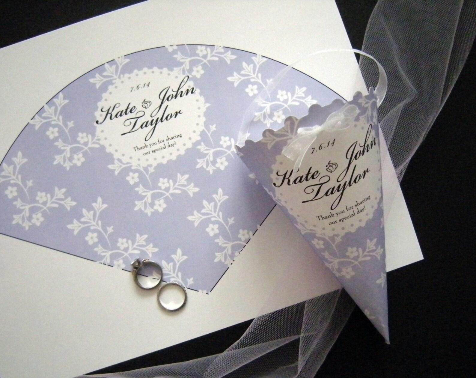 Pretty Floral Wedding Cone DIY printable with custom names Etsy