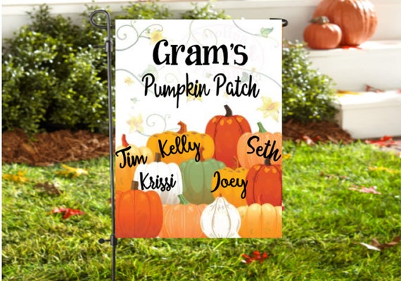Grandma's Pumpkin Patch Flag, Pumpkin Flag, Fall Vinyl Yard Flags, Grandkids Name Flags, GiGi's Garden Flag, Grandma Flag, Personalized Flag Il_570xn
