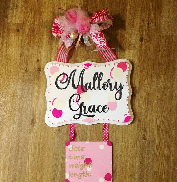 Baby Girl Door Hanger For Hospital Baby Door Sign New Baby Etsy