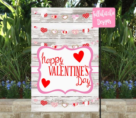 Happy Valentines Day Hearts Personalized Garden Flag Valentine
