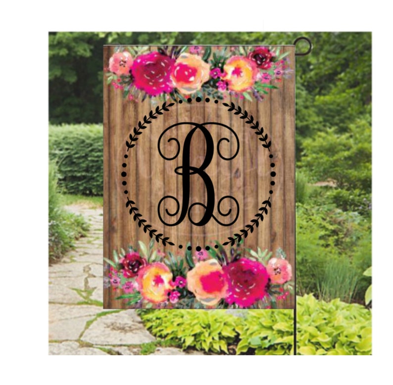 Personalized Summer Garden Flag Monogram Initial Yard Flag Etsy