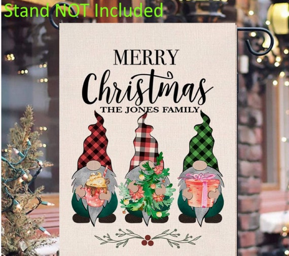 Gnome Christmas Flag, Merry Christmas Flag, Gnomes Garden Flag, Christmas Yard Flag, Holiday Flag, Gnomes Il_570xn