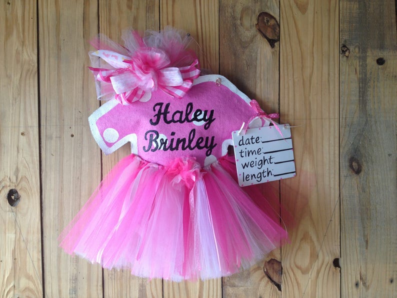 Baby Girl Door Hanger Pink Baby Burlap Tutu Door Hanger Etsy