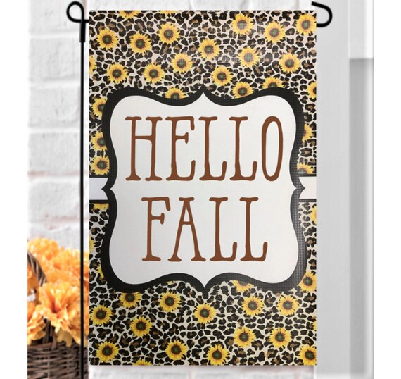 Fall Sunflowers Garden Flag, Hello Fall Flag, Sunflower Yard Flag, VINYL Flag, Welcome Flag, Fall Flags Il_570xn