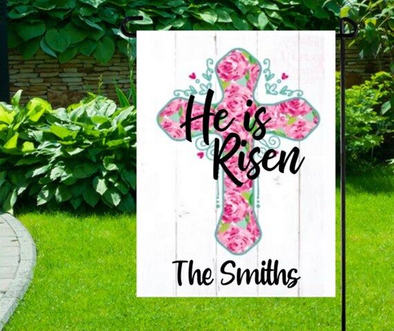 Cross Flags, Easter Cross Flag, Easter Lily, VINYL Garden Flag, He is Risen Flag, Inspirational Flag ,He Arose, Christian flag Il_570xn