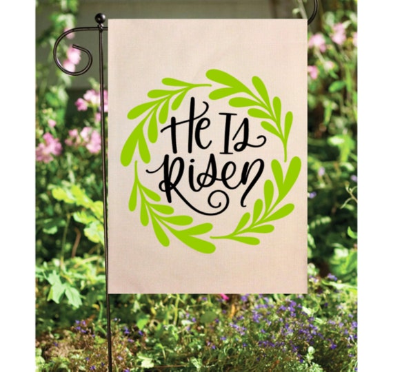 Easter Garden Flag, He Is Risen flag, Personalized Easter Yard Decor, Spring Yard Decor , Happy Easter Flags, Spiritual Easter Flags, Cross Il_570xn