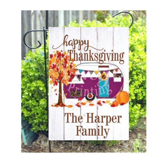 Fall Camper Garden Flag Thanksgiving Day Flags Happy Camper