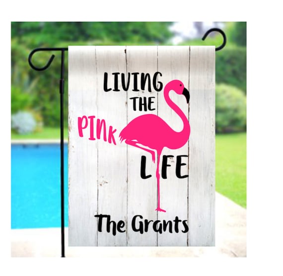 Flamingo Garden Flag Personalized Outdoor Beach Creations