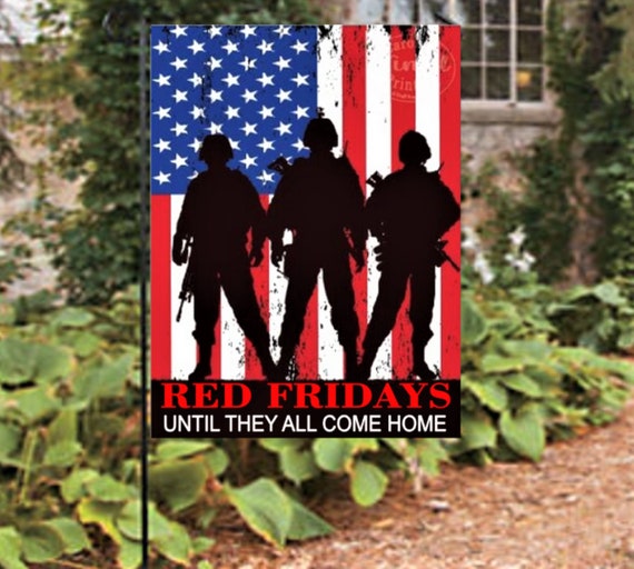 Red Fridays Garden Flag, Personalized American Flag,VINYL Military Garden Flag, American Soldier Flag, Patriotic Flag, USA Flag, Red Friday Il_570xn