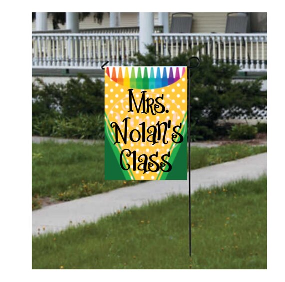 Personalized Back To School Garden Flag Teacher S Banner Crayon