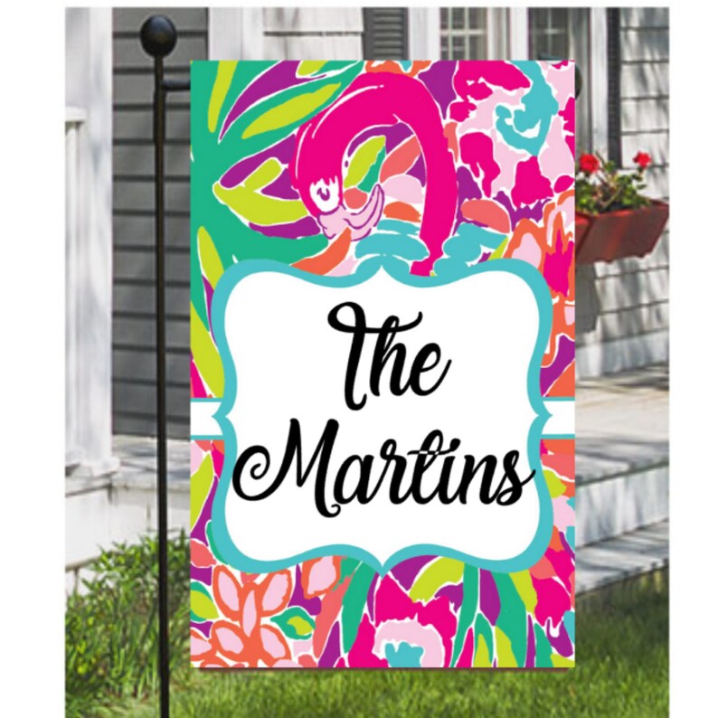 Flamingo Garden Flag Personalized Garden Flag Watercolor Etsy