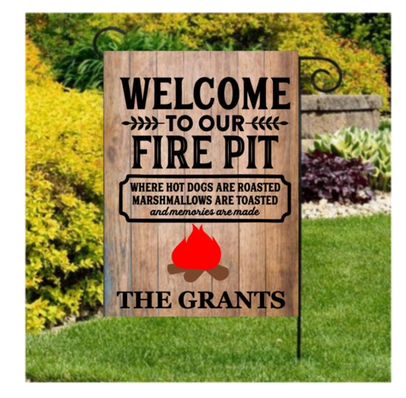 Fire Pit Garden Flag, Campfire Flags, Campsite Flag, Bonfire Flag, Backyard Patio Flag, Firepit Rules, Welcome yard Flags, Camper Flags Il_570xn