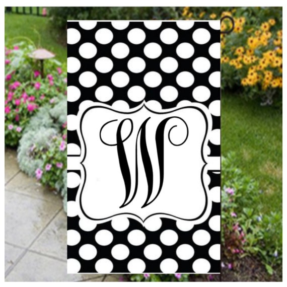 Initial Garden Flag, Personalized Summer Yard Flags, Black and White