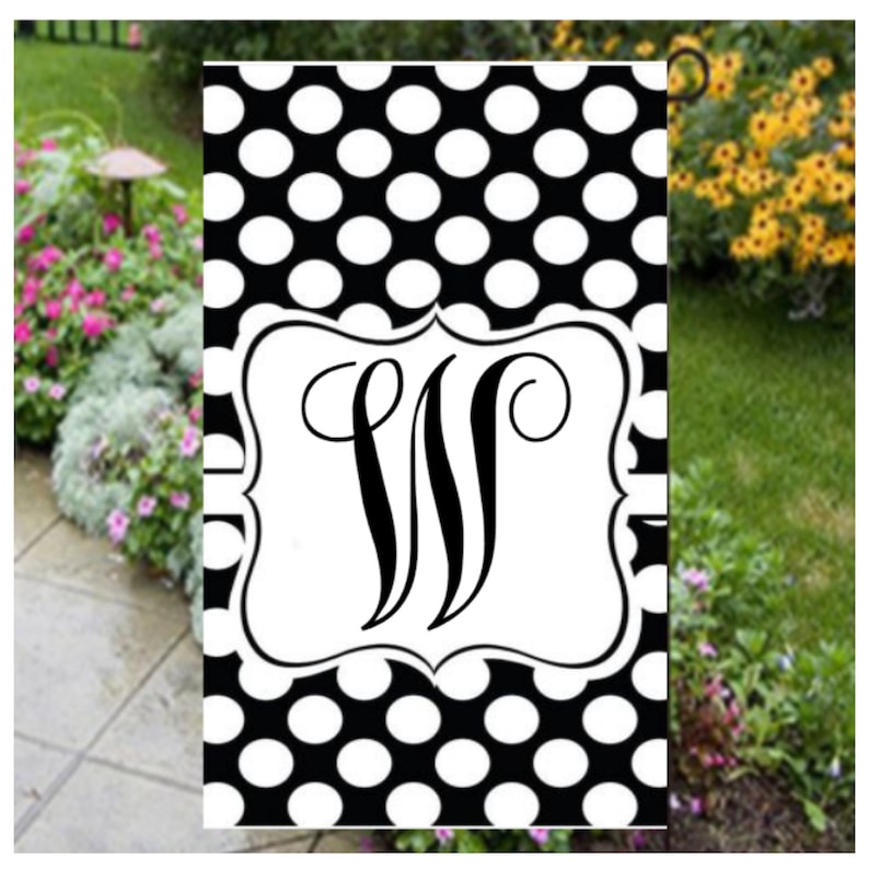 Initial Garden Flag Personalized Summer Yard Flags Black Etsy