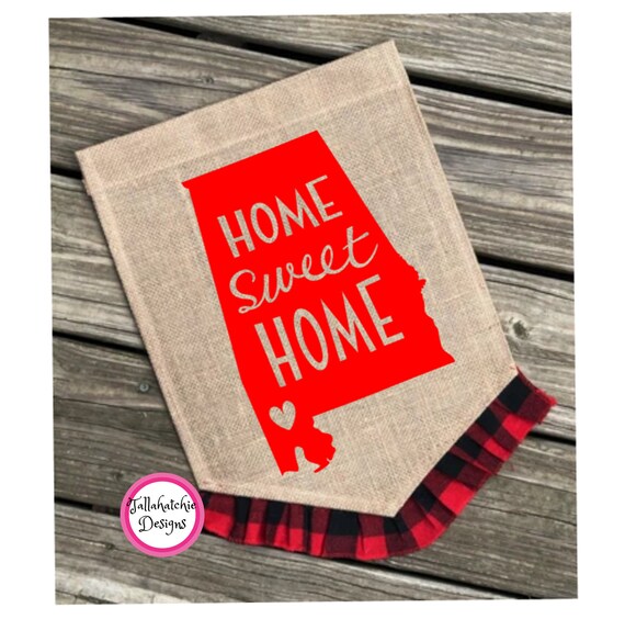 Alabama State Flag Plaid Garden Flag Home Sweet Home Flag