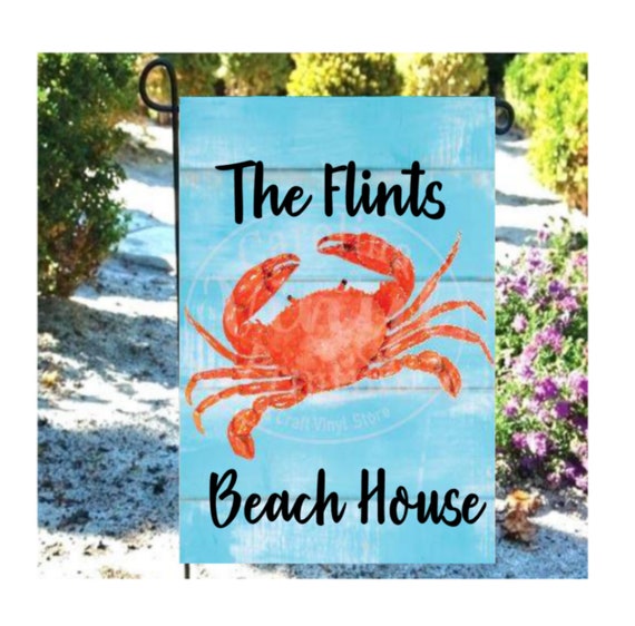 Personalized Crab Garden Flag , Beach House flag, Lobster Flag, Crab boil decorations, Summer garden Flags Il_570xn