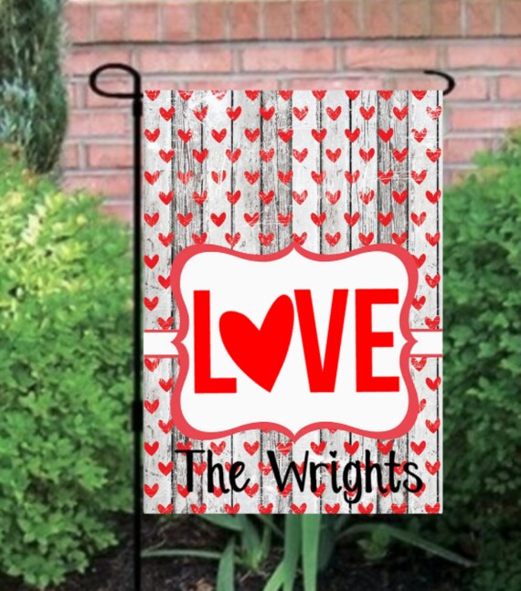Valentines Day Garden Flag Hearts Personalized Flag Valentine