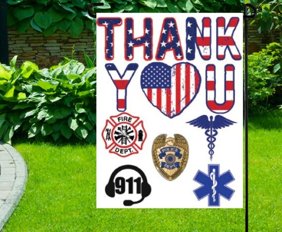 Thank You Garden Flag, Frontline Workers Garden Flag, 911 Dispatchers, Firemen Flag, Police, Nurses Flag, Paramedics Il_570xn