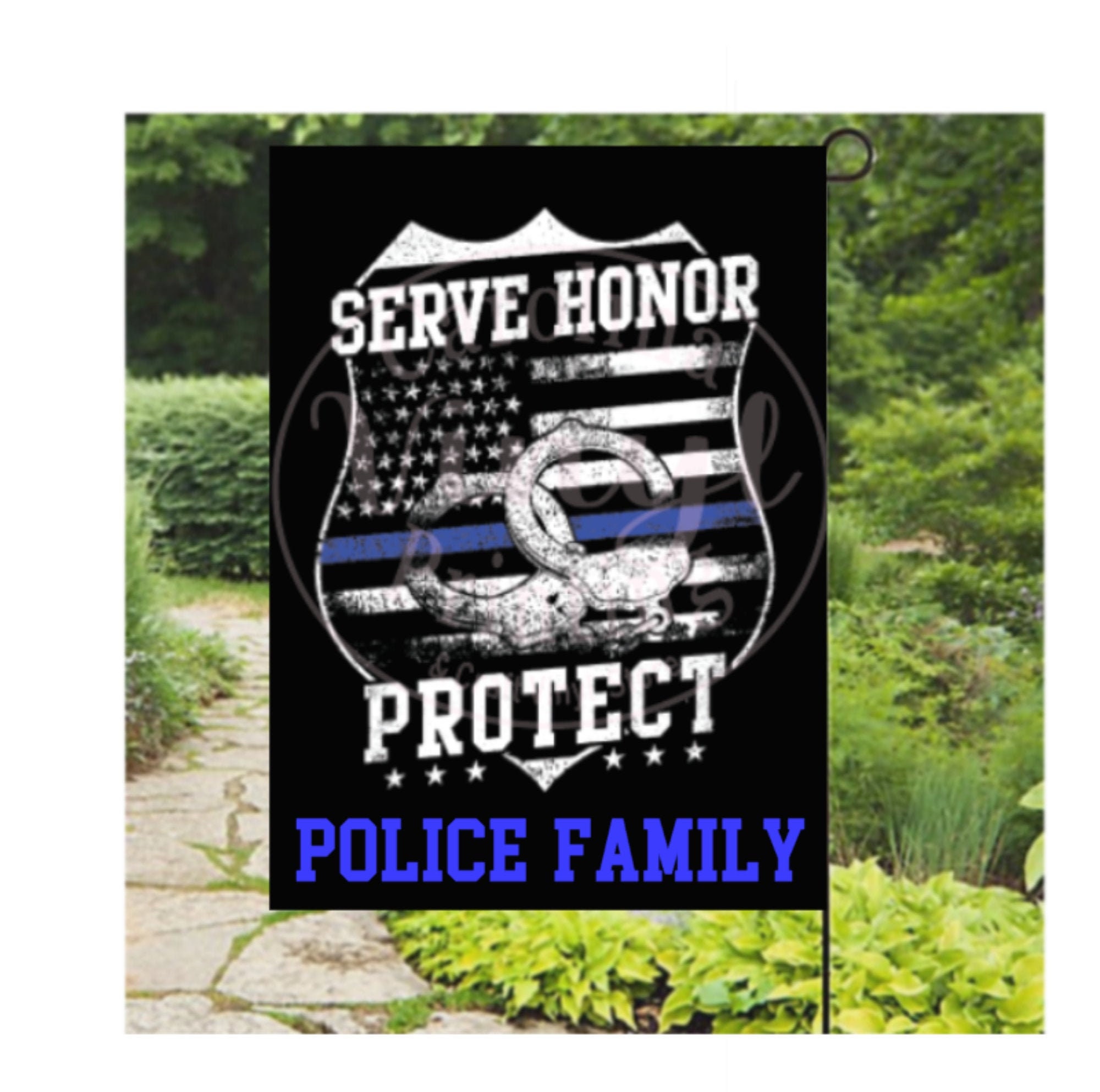 Police Flags Personalized Law Enforcement Garden Flag Back Etsy