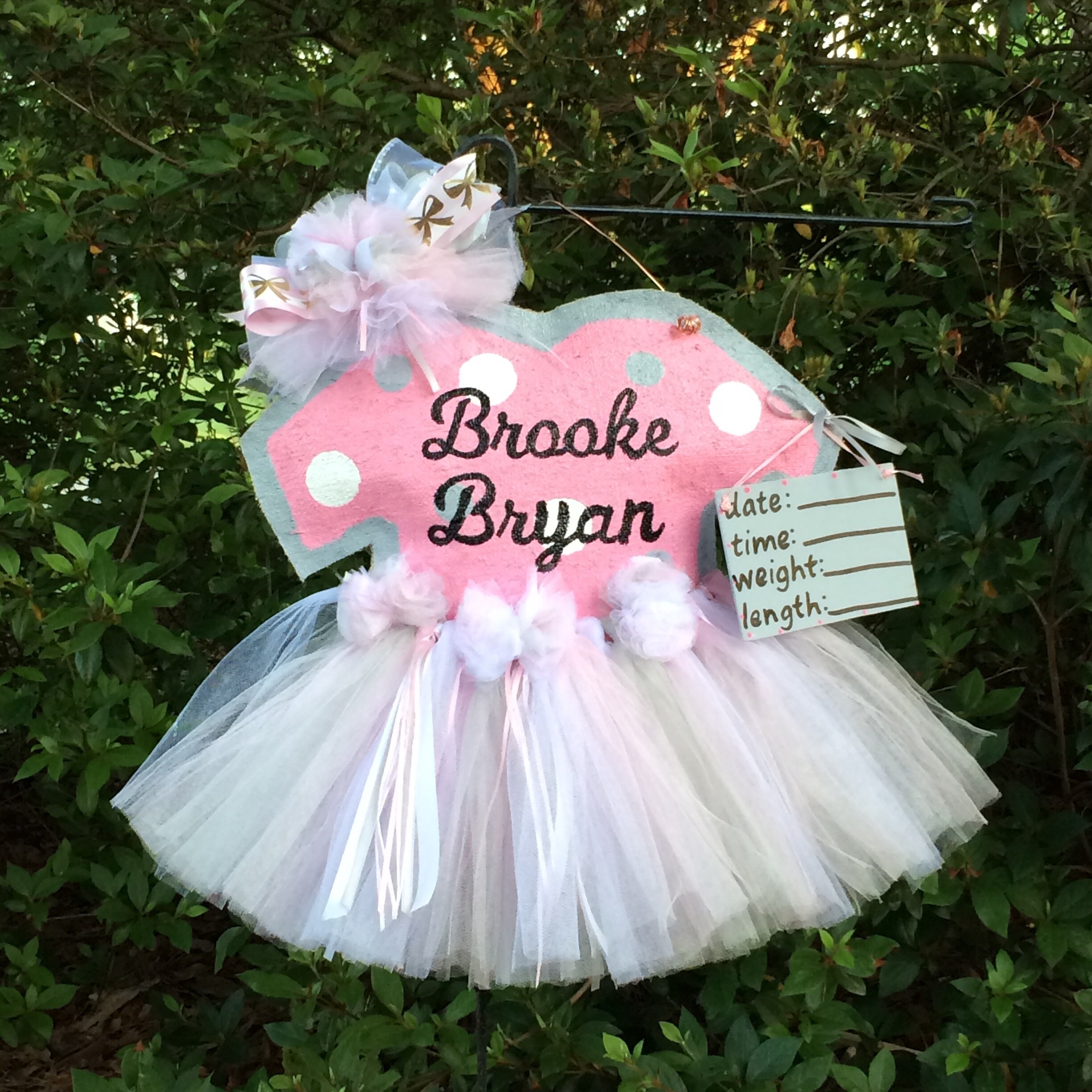 Baby Girl Signs Pink And Gray Baby Door Hanger Birth Etsy