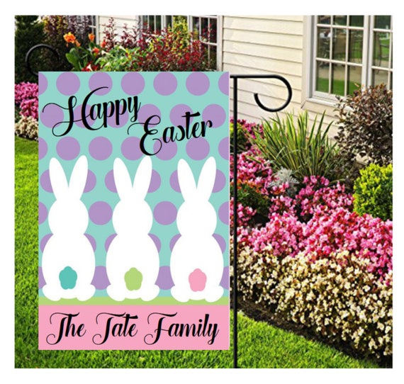 Easter Bunny Flags Spring Decorations Personalized Easter