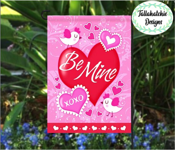 Valentine Garden Flags, Spring Flag, Red Heart Flag, Welcome Flags, Be Mine Flag, Colorful Yard Decor, Curb Appeal Il_570xn