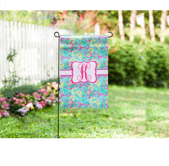 Personalized Initial Garden Flag Watercolor Flags Beach Flags