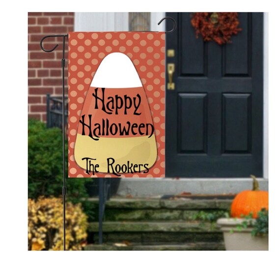 Candy Corn Garden Flag, Happy Halloween Yard flag, Fall garden flag, Candy Corn Decor, Outdoor decor, Halloween flags, Outdoor Fall Porch Il_570xn