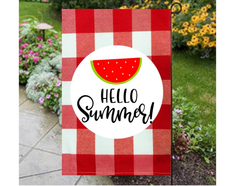 Summer Garden Flag Watermelon Yard Flags Red Plaid Etsy - image 0