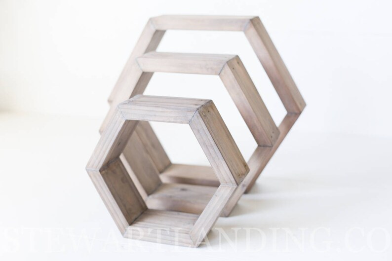 Hexagon Shelf Set Of 3 Geometric Shelves Floating Wall Shaped Crystal Decor