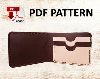 Leren portemonnee pdf-patroon: slank dubbelgevouwen ontwerp (directe download)