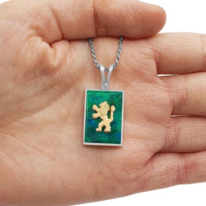 Silber und Gold Löwe von Judah Anhänger Eilat Stein Schmuck