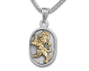 Sterling Silver and Yellow Gold Nano Bible Charm,Jerusalem Stone Lion of Judah Pendant,Tanakh Hebrew Necklace,World's Smallest Bible Jewelry