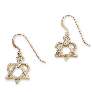 14K Gold Star of David Heart Earrings, Gold Magen David Earrings, Gold Star of David Earrings, Gold Heart Love Earrings,Jewish Star Earrings