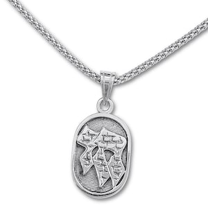 Sterling Silver Nano Bible Charm,Jerusalem Stone Western Wall Chai Pendant,Tanakh Necklace,World&#39;s Smallest Bible Jewelry,Israel Jewelry