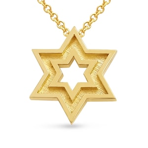 Small 14K Gold Star of David Necklace,Double Sided Jewish Star Pendant,Solid Yellow Gold Magen David Charm,Judaica Jewelry,Bat Mitzvah Gift