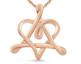 Interlocking Hearts Star of David Pendant,Rose Gold Pendant,Jewish Star Love Necklace,14K Red Gold Pendant,Bat Mitzvah Gift,Judaica Jewelry