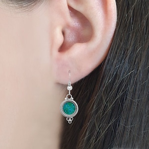 Small Silver Eilat Stone Earrings