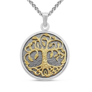 14K Gold & Sterling Silver Tree of Life Pendant,israeli Biblical Round ...
