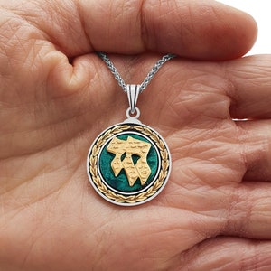 Silver and Gold Eilat Stone Chai Pendant